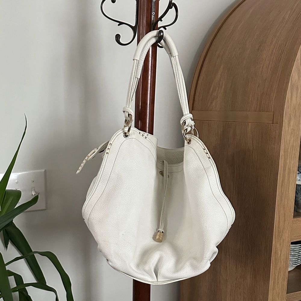Celine White Bittersweet Large Pebbled Leather Hobo with Drawstring Vintage - Picture 5 of 16